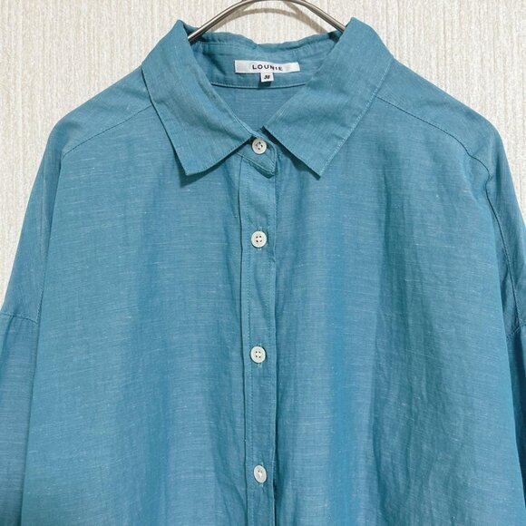 Sela Linen Cotton Long Sleeve Shirt Blue - Picture 2 of 7
